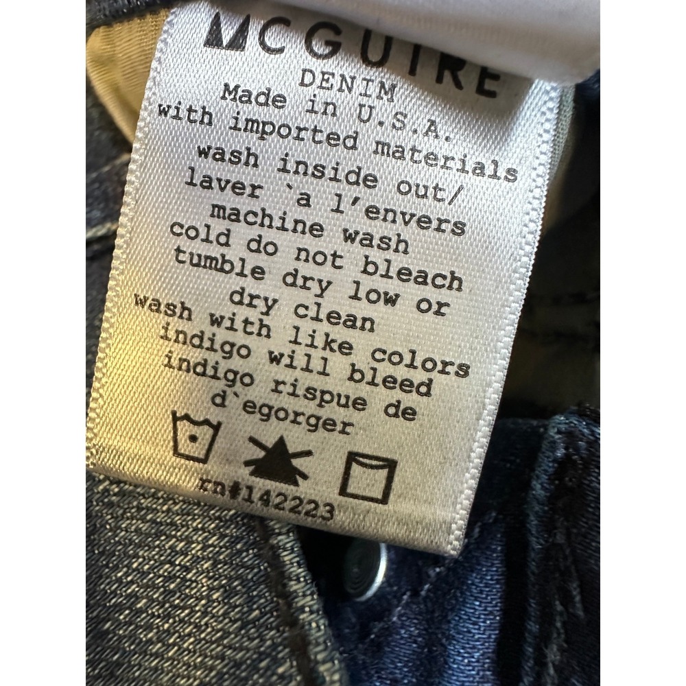 McGuire Majorelle Flare Jeans Dark Wash Raw Hem Size 28 NWOT Stretch 70's Style - Picture 7 of 15